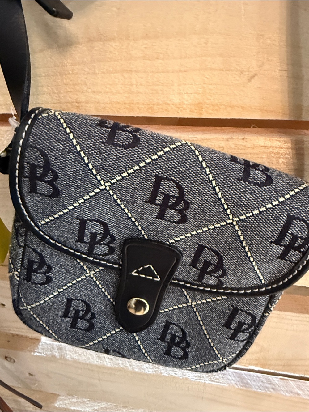 Dooney & Bourke Quilted Denim Monogram Crossbody - Blue & Black